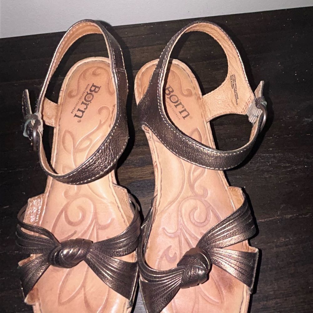 Born Metallic Brown Wedge Sandals - Picture 2 of 7